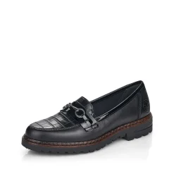 Rieker Dame Loafers Grafit Sort