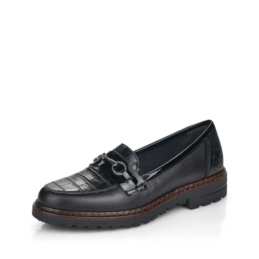 Rieker Dame Loafers Grafit Sort