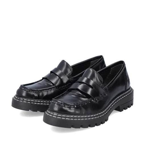 Rieker Dame Loafers Grafit Sort