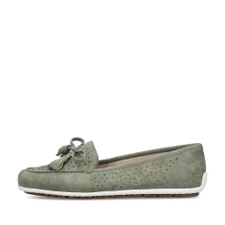 Rieker Dame Loafers Gron Gra