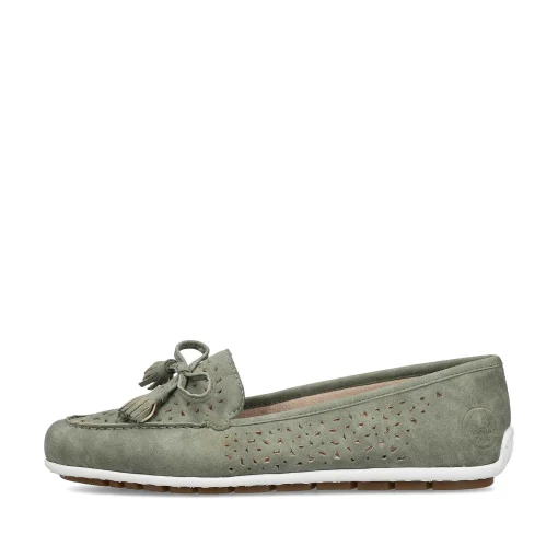 Rieker Dame Loafers Gron Gra