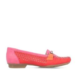 Rieker Dame Loafers Hindbaerrod