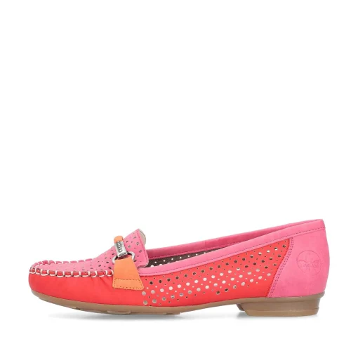 Rieker Dame Loafers Hindbaerrod