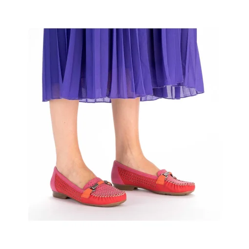 Rieker Dame Loafers Hindbaerrod