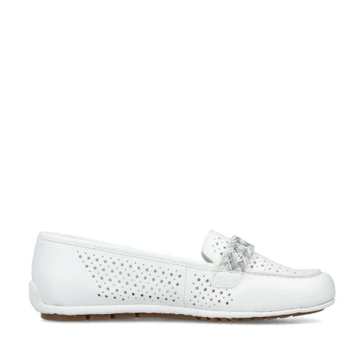Rieker Dame Loafers Ren Hvid
