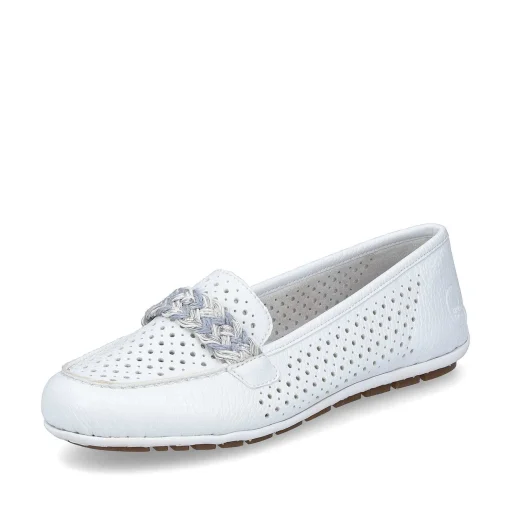 Rieker Dame Loafers Ren Hvid