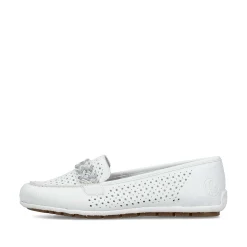 Rieker Dame Loafers Ren Hvid