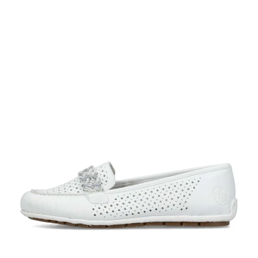 Rieker Dame Loafers Ren Hvid