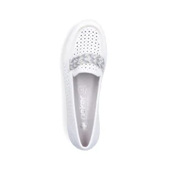 Rieker Dame Loafers Ren Hvid