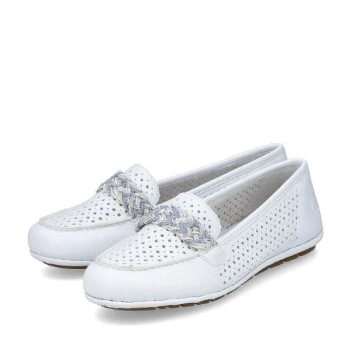 Rieker Dame Loafers Ren Hvid
