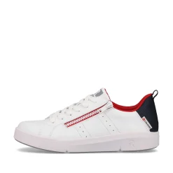 Rieker Dame Sneaker Lav Sne-Hvid Aegte-Rod