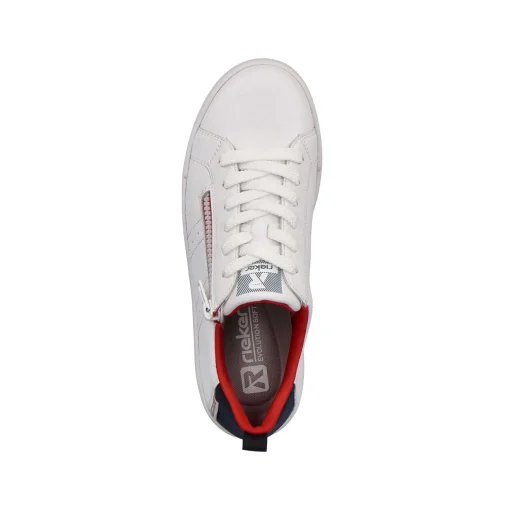 Rieker Dame Sneaker Lav Sne-Hvid Aegte-Rod