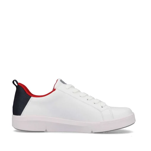 Rieker Dame Sneaker Lav Sne-Hvid Aegte-Rod