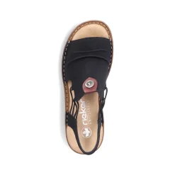 Rieker Damesandaler Med Stropper Asfalt Sort
