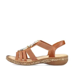 Rieker Damesandaler Med Stropper Karamelbrune