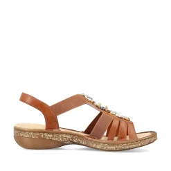 Rieker Damesandaler Med Stropper Karamelbrune