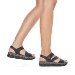 Rieker Damesandaler Med Stropper Asfalt Sort
