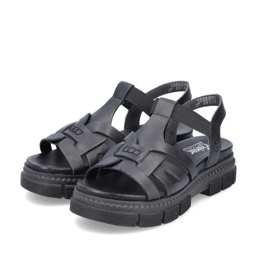 Rieker Damesandaler Med Stropper Asfalt Sort