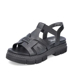 Rieker Damesandaler Med Stropper Asfalt Sort