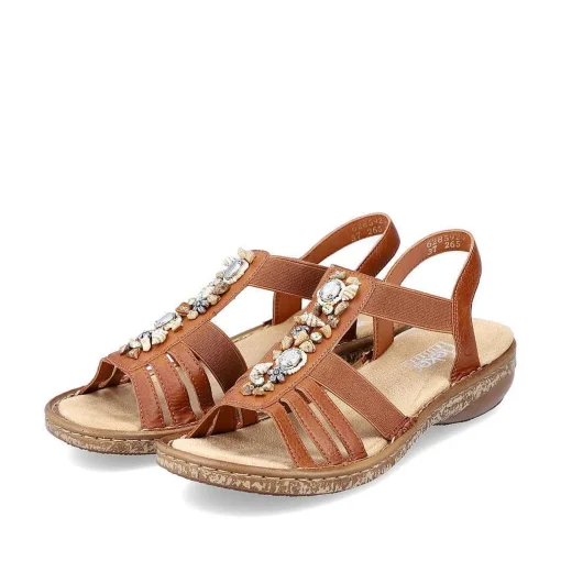 Rieker Damesandaler Med Stropper Karamelbrune