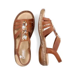 Rieker Damesandaler Med Stropper Karamelbrune