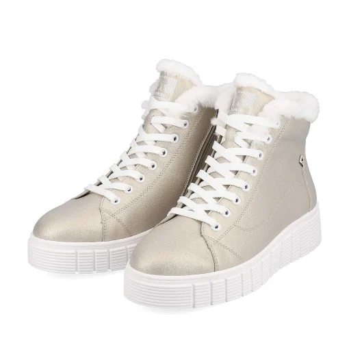Rieker Damesneaker Hoj Glitter Guld Frost Hvid