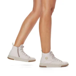 Rieker Damesneaker Hoj Hvid Beige