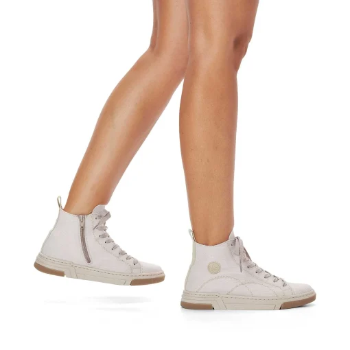 Rieker Damesneaker Hoj Hvid Beige
