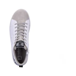 Rieker Damesneaker Hoj Swan-White Arctic-Grey Zebra