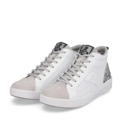 Rieker Damesneaker Hoj Swan-White Arctic-Grey Zebra