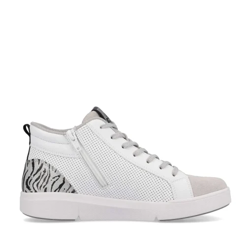 Rieker Damesneaker Hoj Swan-White Arctic-Grey Zebra
