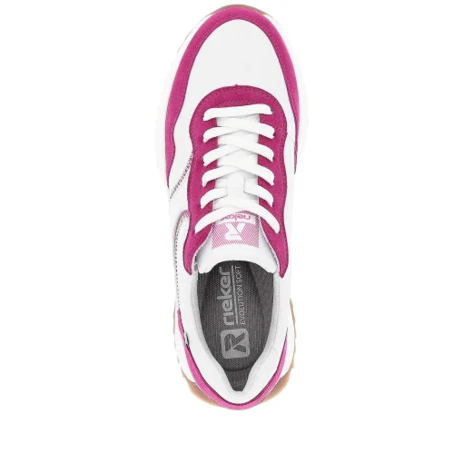 Rieker Damesneaker Lav Klar-Hvid Fuchsia