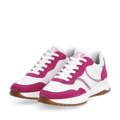 Rieker Damesneaker Lav Klar-Hvid Fuchsia