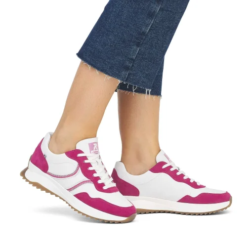 Rieker Damesneaker Lav Klar-Hvid Fuchsia