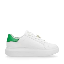 Rieker Damesneaker Lav Krystal Hvid Metallic Gron