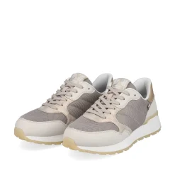 Rieker Damesneaker Lav Ler-Beige Rock-Gra