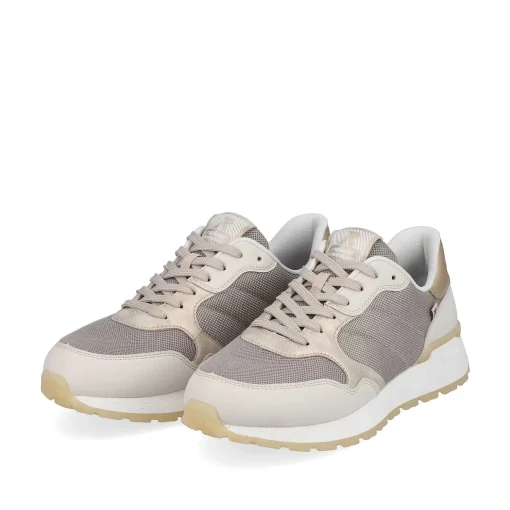 Rieker Damesneaker Lav Ler-Beige Rock-Gra