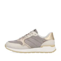 Rieker Damesneaker Lav Ler-Beige Rock-Gra