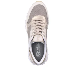 Rieker Damesneaker Lav Ler-Beige Rock-Gra