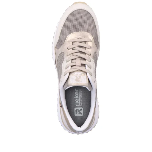 Rieker Damesneaker Lav Ler-Beige Rock-Gra