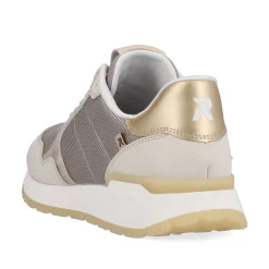 Rieker Damesneaker Lav Ler-Beige Rock-Gra