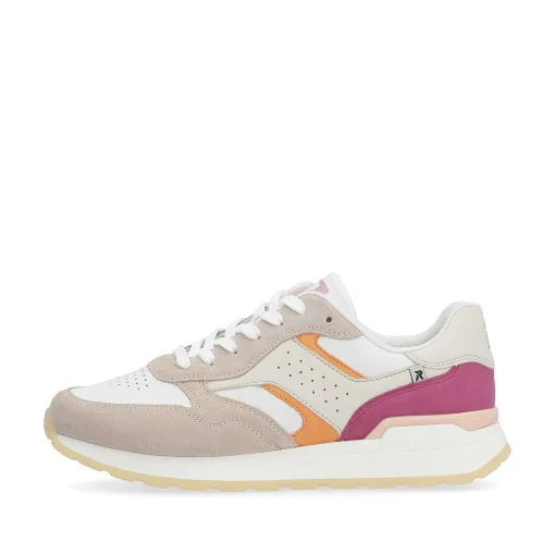 Rieker Damesneaker Lav Lys Beige Fuchsia Abrikos