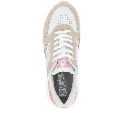 Rieker Damesneaker Lav Lys Beige Fuchsia Abrikos