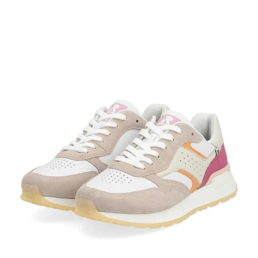 Rieker Damesneaker Lav Lys Beige Fuchsia Abrikos