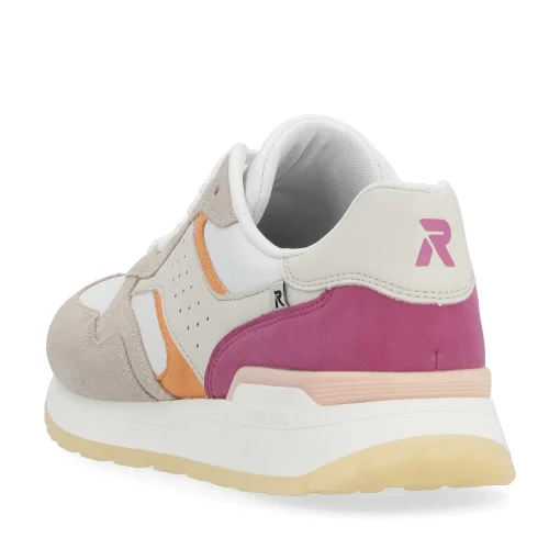 Rieker Damesneaker Lav Lys Beige Fuchsia Abrikos