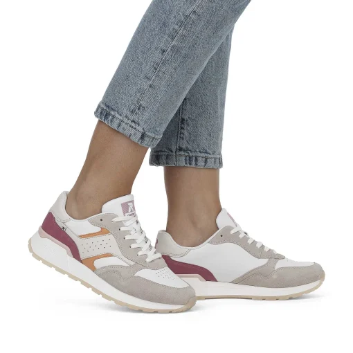 Rieker Damesneaker Lav Lys Beige Fuchsia Abrikos