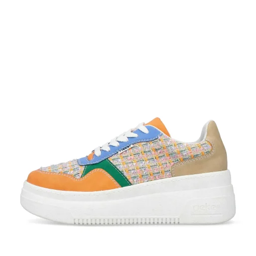 Rieker Damesneaker Lav Multi-Orange-Smaragdgron