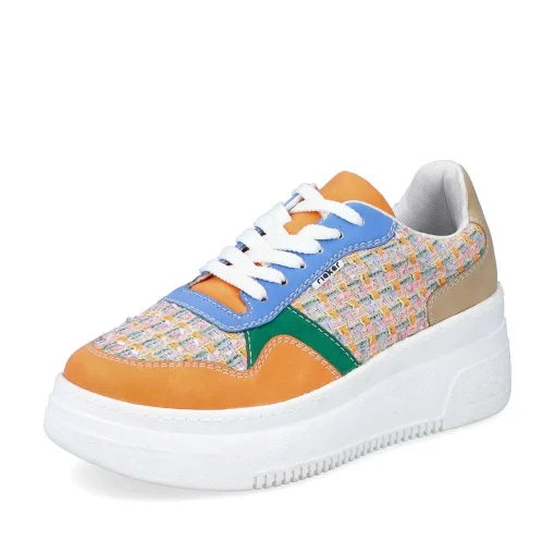 Rieker Damesneaker Lav Multi-Orange-Smaragdgron