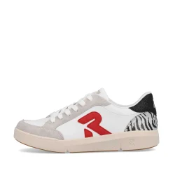 Rieker Damesneaker Lav Swan-White Arctic-Grey Zebra