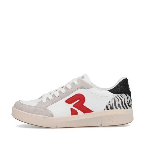 Rieker Damesneaker Lav Swan-White Arctic-Grey Zebra
